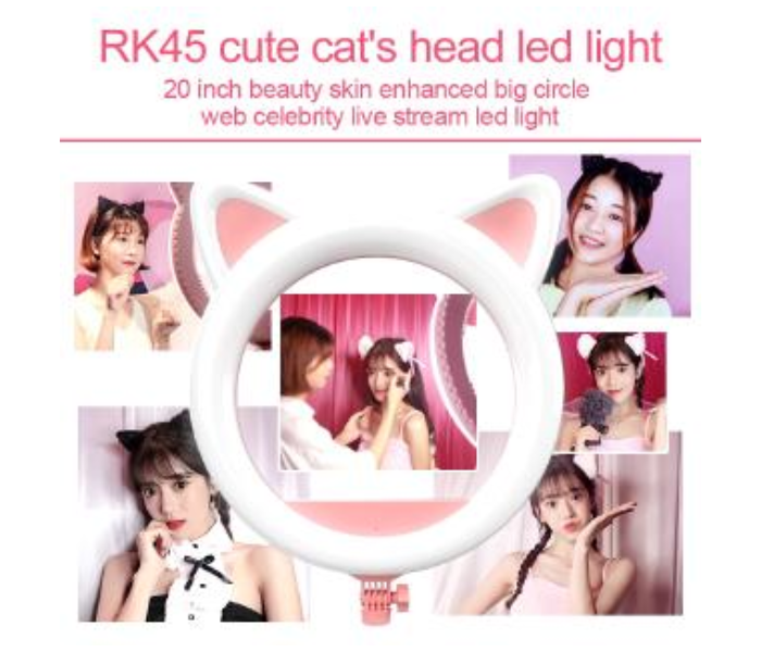 TikTok RK45 20-Inch Ring-Shaped On-Site Fill Light Large Aperture Anchor Beauty HD Lights Cute Cat Ears - Zoom Image 3