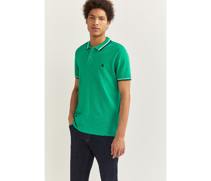 Springfield SS20 Basic Slim Fit Polo T-Shirt With Tipping Medium For Men - Green - Zoom Image 2