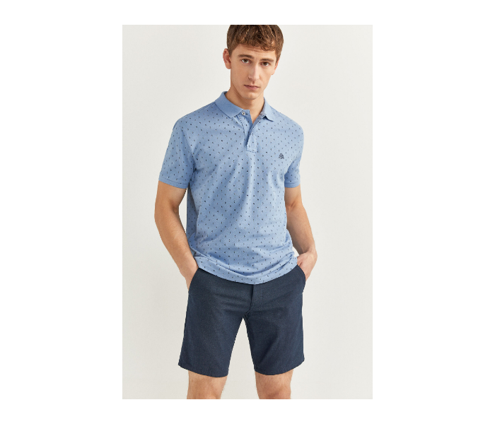 Springfield SS20 Basic Slim Fit Polo Dotted T-Shirt Small For Men – Light Blue - Zoom Image 3