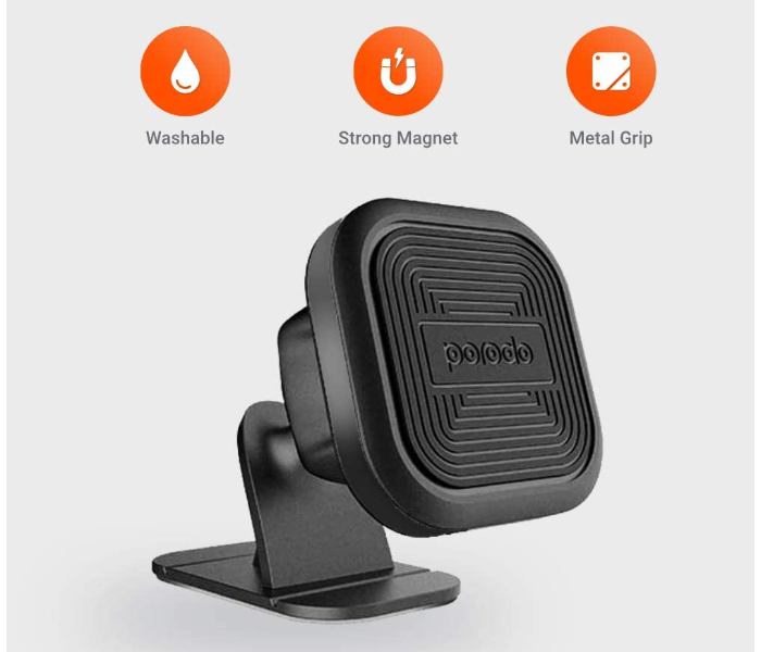 Porodo Aluminum Magnetic Car Mount - Black - Zoom Image 1