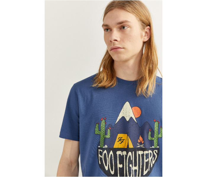 Springfield SS20 Regular fit Foo Fighters Print T-Shirt Medium For Men - Blue - Zoom Image 2