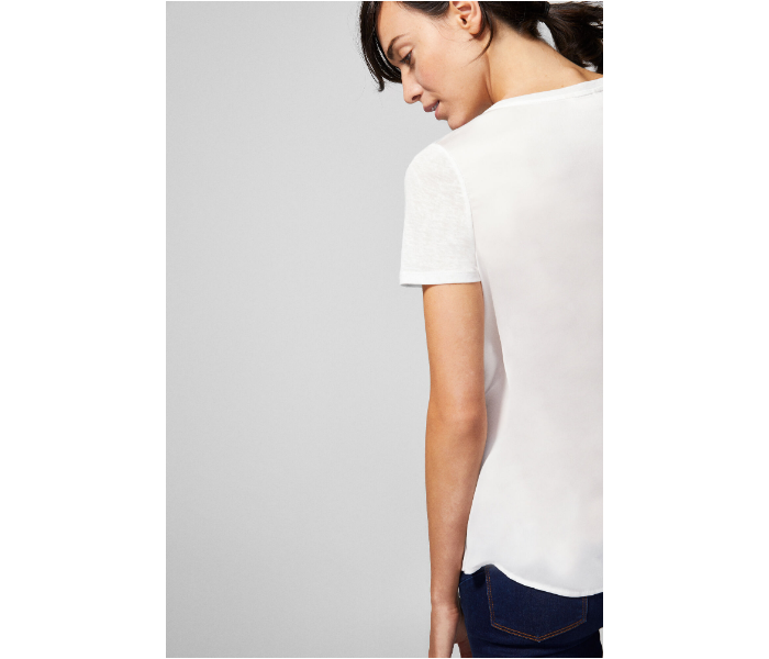 Springfield AW18 Plain Short Sleeve T-Shirt Large For Women - White - Zoom Image 3