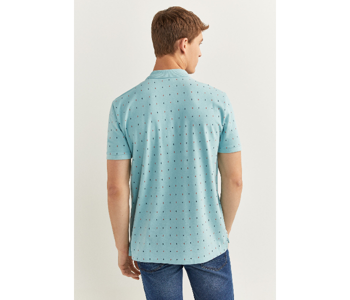 Springfield SS20 Basic Slim Fit Polo Dotted T-Shirt X-Large For Men - Turquoise - Zoom Image 2