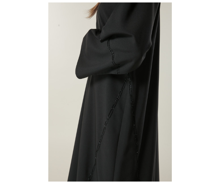 Moistreet Extra Small Black Formal Abaya with Handwork - Zoom Image 4