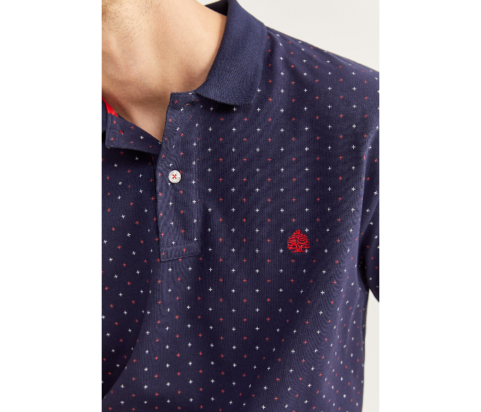 Springfield SS20 Basic Dotted Slim Fit Polo T-Shirt Small For Men – Blue - Zoom Image 2