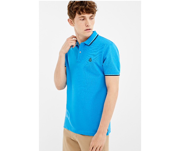 Springfield AW19 Basic Solid Slim Fit Polo T-Shirt Small For Men - Teal - Zoom Image 1