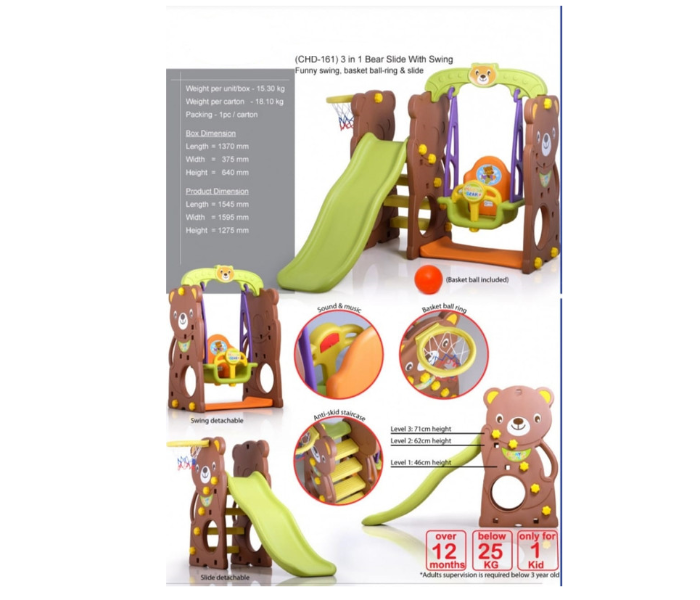 Babylove 28-162CHD Baby Love Bear Slide With Swing - Zoom Image 6