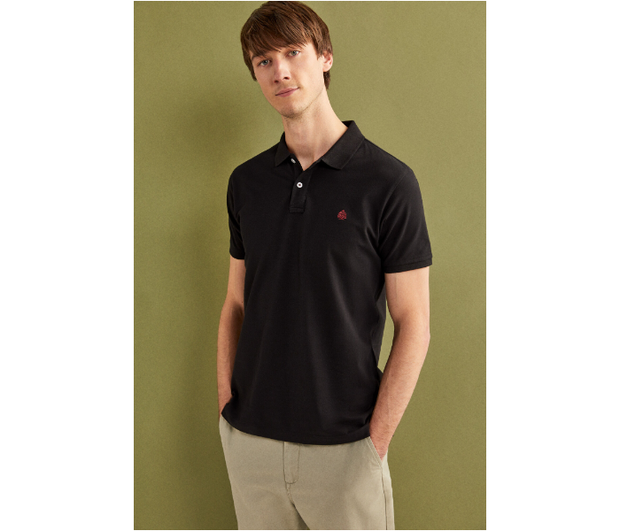 Springfield SS20 Basic Solid Slim Fit Polo T-Shirt Large For Men - Black - Zoom Image 1