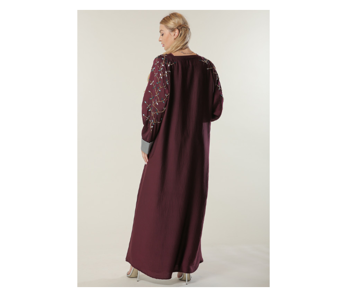 Moisteert Double XL Maroon Abaya with Handwork - Zoom Image 3