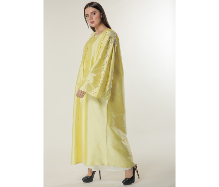 Moistreet Extra LargeYellow Abaya with Embellished Sleeves - Zoom Image 2