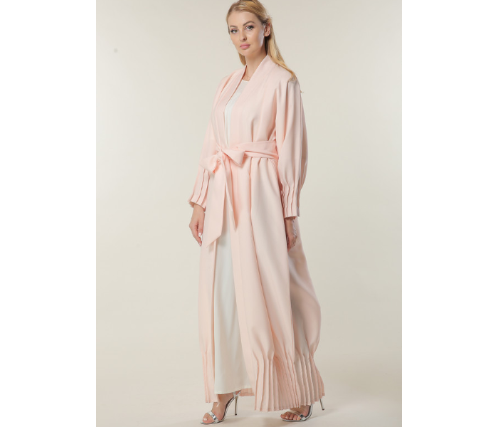 Moistreet Extra Large Peach Abaya with Pleated Hem and Sleeves - Zoom Image 2