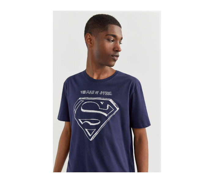 Springfield SS20 Regular fit Superman Print T-Shirt Small For Men - Dark Blue - Zoom Image 1