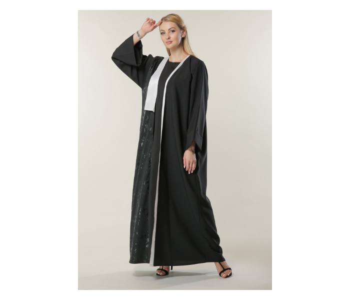 Moistreet Extra Small Black Abaya with Jaquard Panel - Zoom Image 1