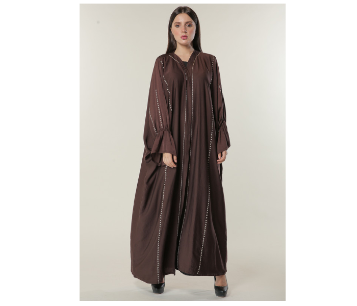 Moistreet Large Brown Abaya with Contrast Threadwork - Zoom Image 1