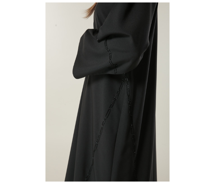 Moistreet Extra Large Black Formal Abaya with Handwork - Zoom Image 4