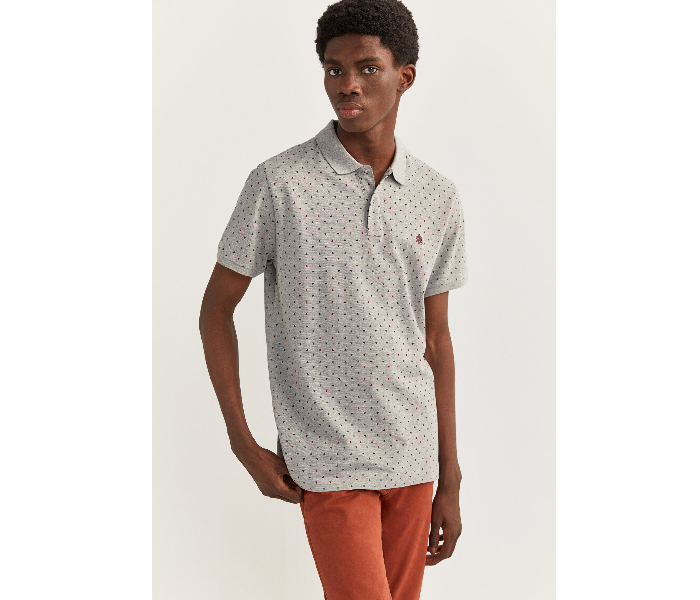 Springfield SS20 Basic Dotted Slim Fit Polo T-Shirt Medium For Men - Grey - Zoom Image 3