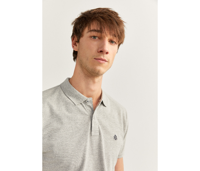 Springfield SS20 Basic Solid Slim Fit Polo T-Shirt X-Small For Men – Light Grey - Zoom Image 1