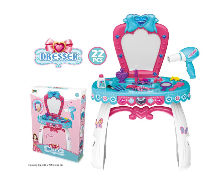 Basmah 18-1730318 22 Pieces Beauty Dresser for Girls - Blue and Pink - Zoom Image 3