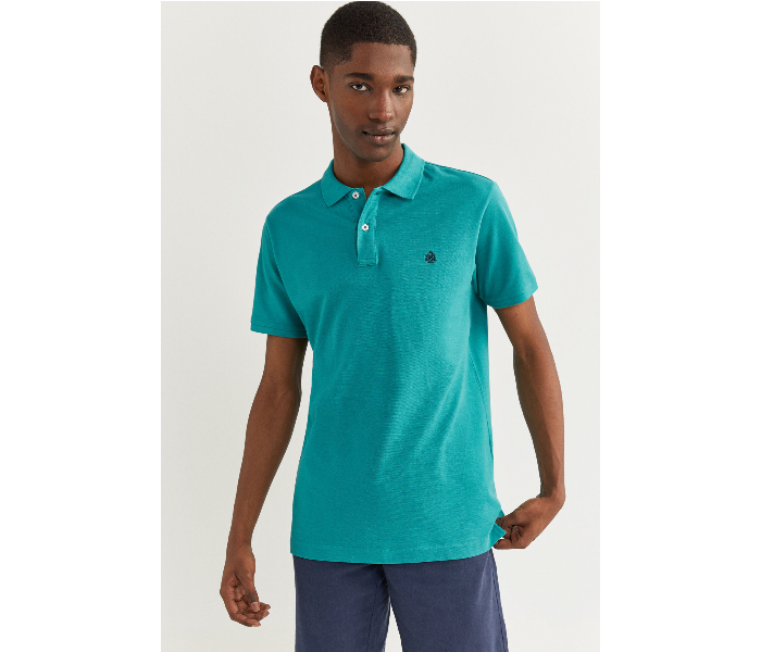 Springfield SS20 Basic Solid Slim Fit Polo T-Shirt Medium For Men – Dark Cyan - Zoom Image 2