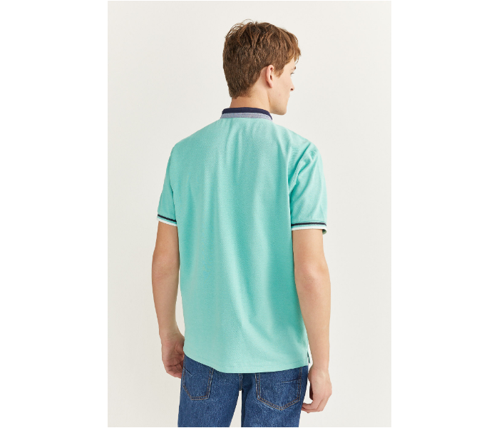 Springfield SS20 Basic Solid Slim Fit Polo T-Shirt XX-Large For Men – Light Cyan - Zoom Image 3