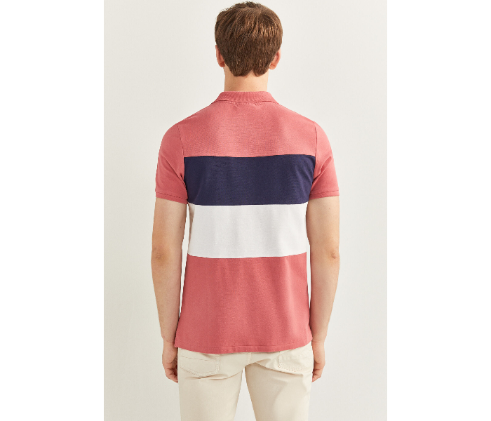 Springfield SS20 Basic Slim Fit Polo Block T-Shirt Medium For Men – Light Pink - Zoom Image 3