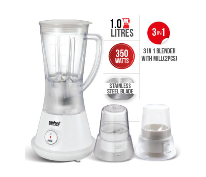 Sanford SF6843BR 350 Watts 3 in 1 Blender - White - Zoom Image