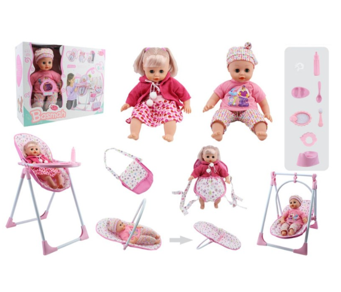 Basmah 14 Inch Doll Set With Sound - Pink - Zoom Image 1