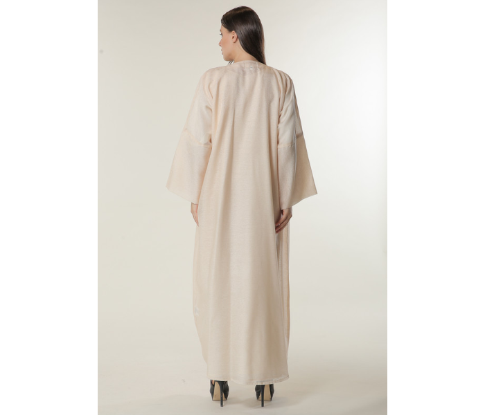 Moistreet Medium Handwork Embellished Peach Organza Abaya with Inner -Cream - Zoom Image 3