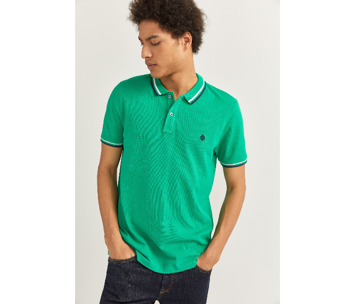 Springfield SS20 Basic Slim Fit Polo T-Shirt With Tipping Large For Men - Green - Zoom Image 3