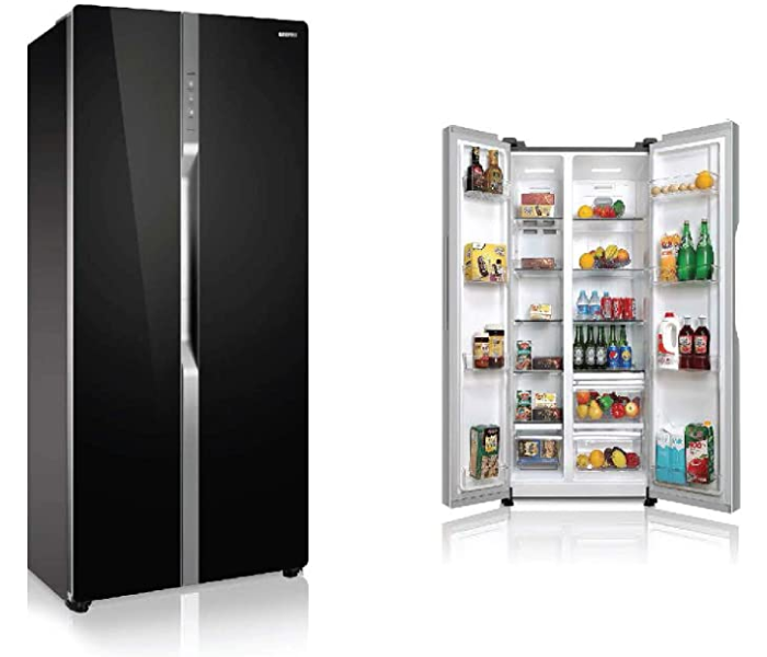 Geepas GRFS5507BTN 550L Side By Side No Frost Refrigerator, Black - Zoom Image 4