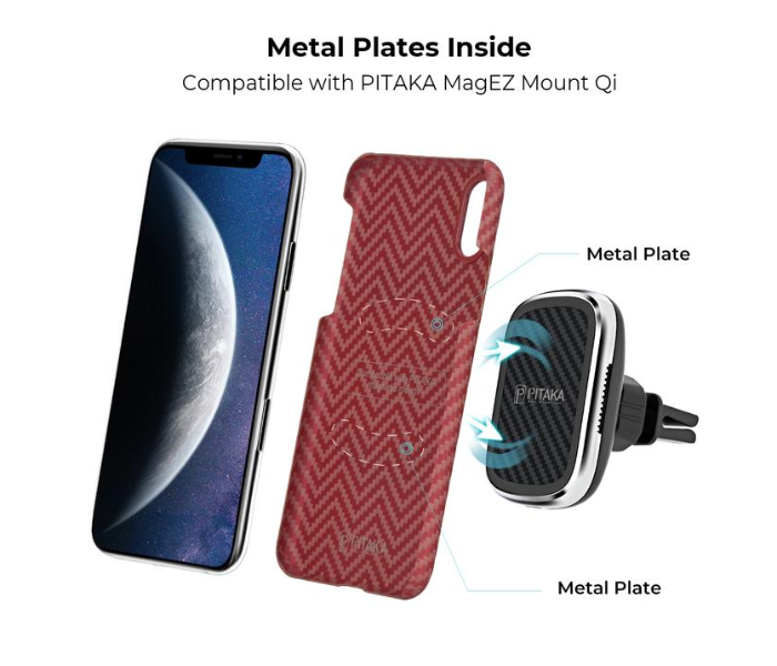 Pitaka 6.5 inch MagEz Case for iPhone XS Max - Red and Orange - Zoom Image 2