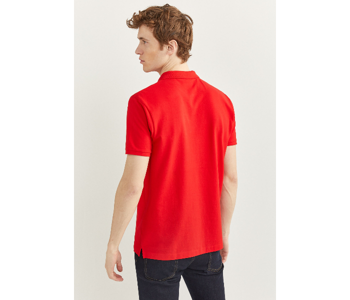 Springfield SS20 Basic Solid Slim Fit Polo T-Shirt Large For Men - Red - Zoom Image 3