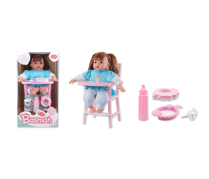 Basmah 14 Inch Girl doll Set With Dining Chair and Sound - Blue - Zoom Image 2