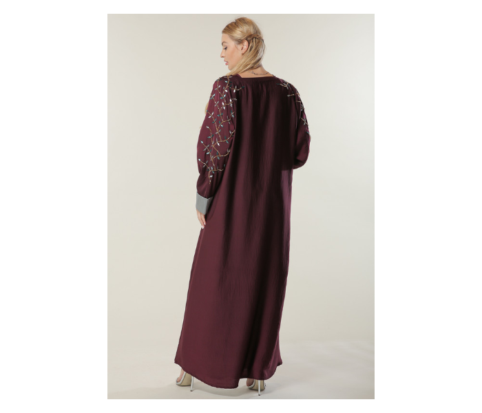 Moisteert Large Maroon Abaya with Handwork - Zoom Image 3