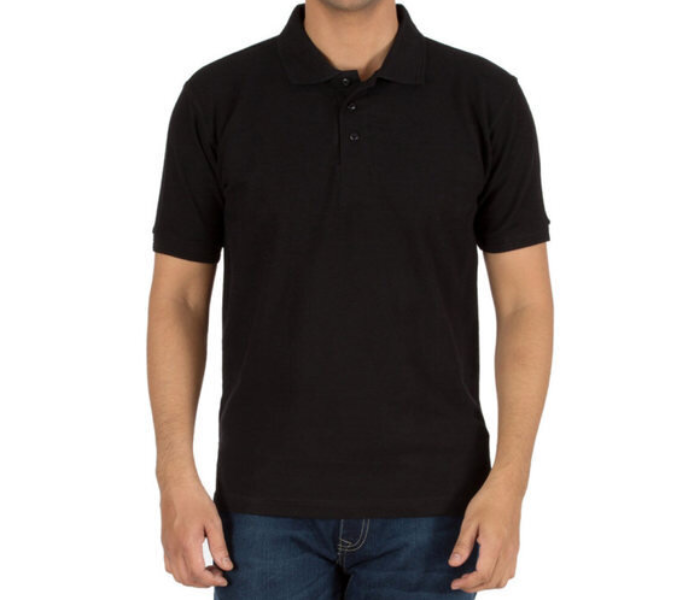 Premium Honey Comb Polo T-Shirt for Medium Men - Black - Zoom Image