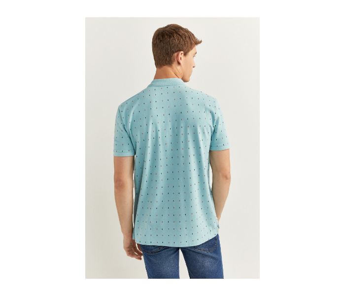 Springfield SS20 Basic Slim Fit Polo Dotted T-Shirt Large For Men - Turquoise - Zoom Image 2