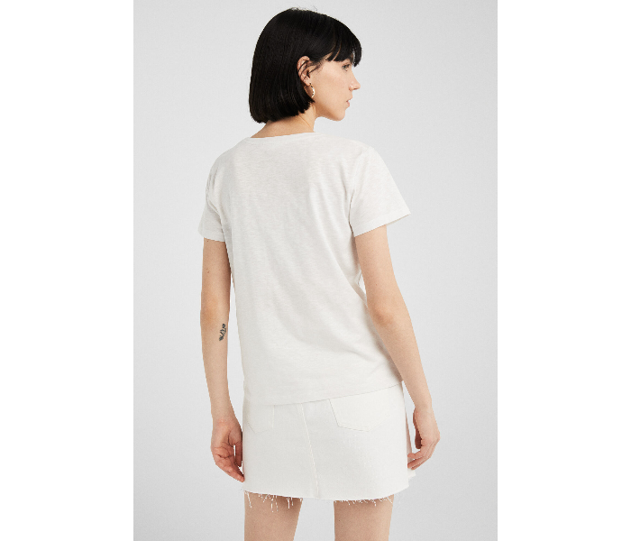 Springfield SS19 Short Sleeve Fancy T-Shirt Small For Women - Cream - Zoom Image 4