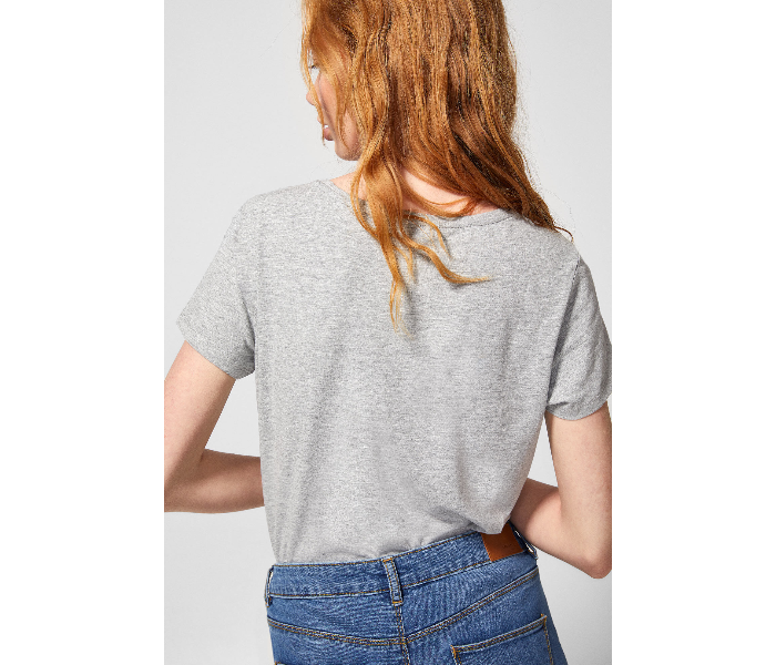 Springfield AW18 Plain Short Sleeve T-Shirt X-Large For Women - Light Grey - Zoom Image 2