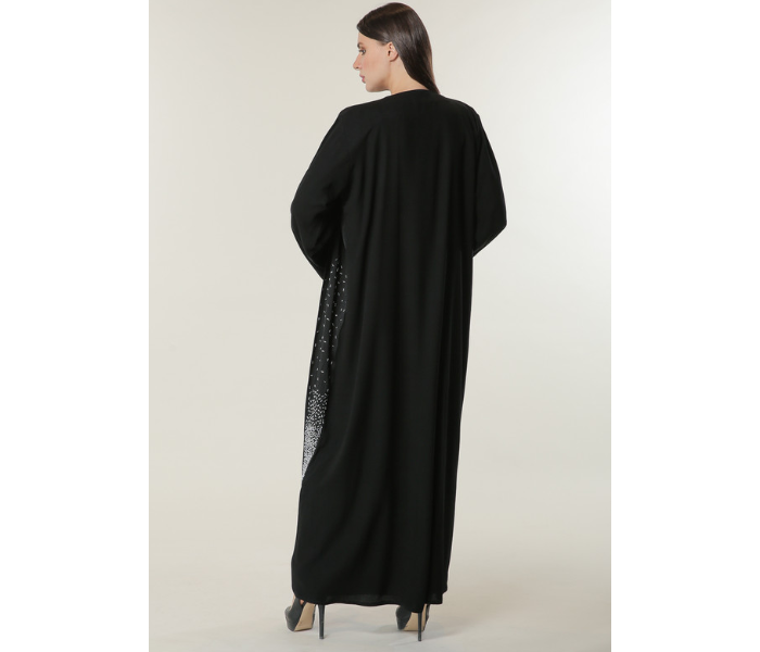 Moistreet Small Black Abaya with Handwork on Twin Panels - Zoom Image 3