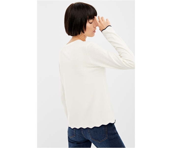 Springfield AW19 Long Sleeve Knitwear Medium For Women - White - Zoom Image 2