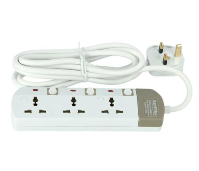 Krypton KNES5143 3Metre 3 Way Extension Socket - White - Zoom Image 1