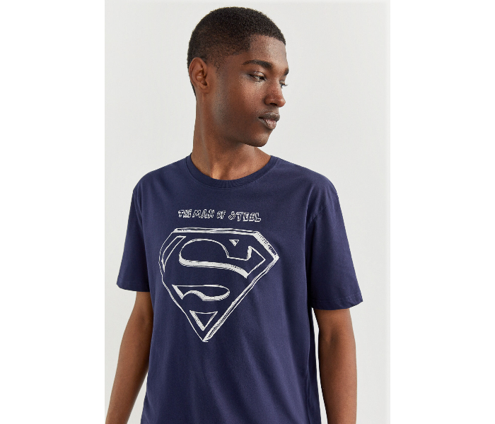 Springfield SS20 Regular fit Superman Print T-Shirt Large For Men - Dark Blue - Zoom Image 2