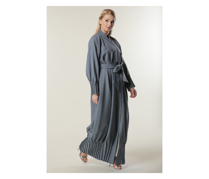 Moistreet Extra Small Grey Abaya with Pleated Hem and Sleeves - Zoom Image 2