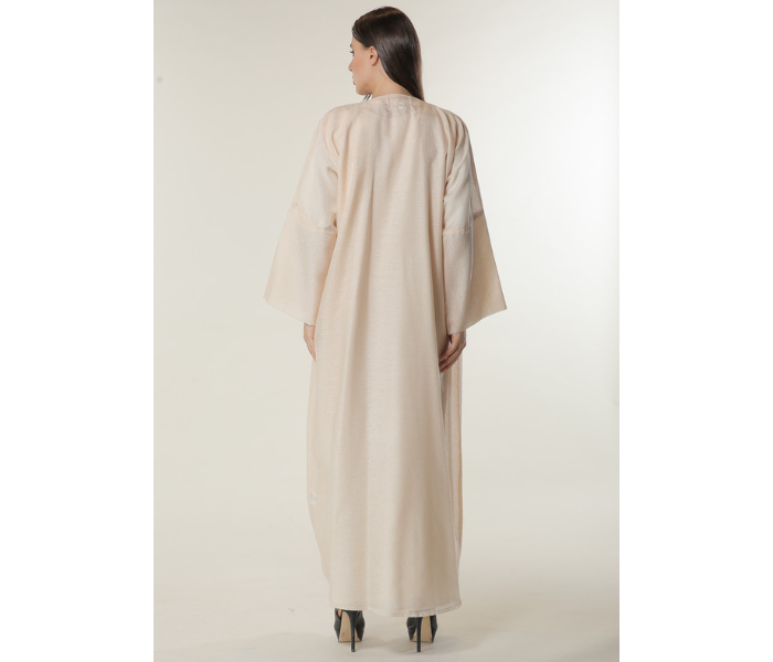 Moistreet Small Handwork Embellished Peach Organza Abaya with Inner -Cream - Zoom Image 3