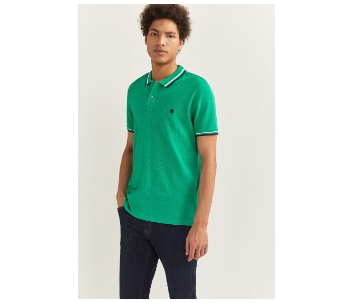 Springfield SS20 Basic Slim Fit Polo T-Shirt With Tipping Large For Men - Green - Zoom Image 2