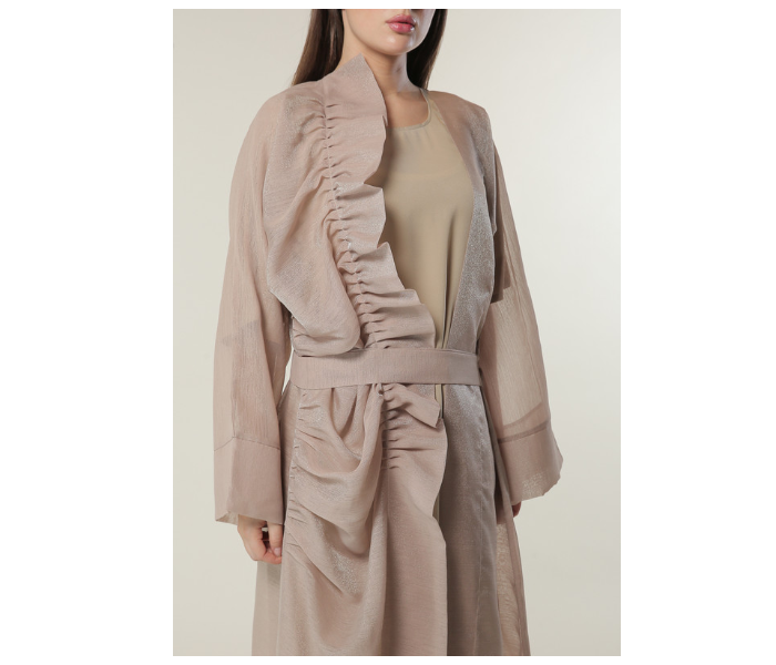 Moistreet Large Organza Abaya Set with Beige Under Abaya - Zoom Image 4