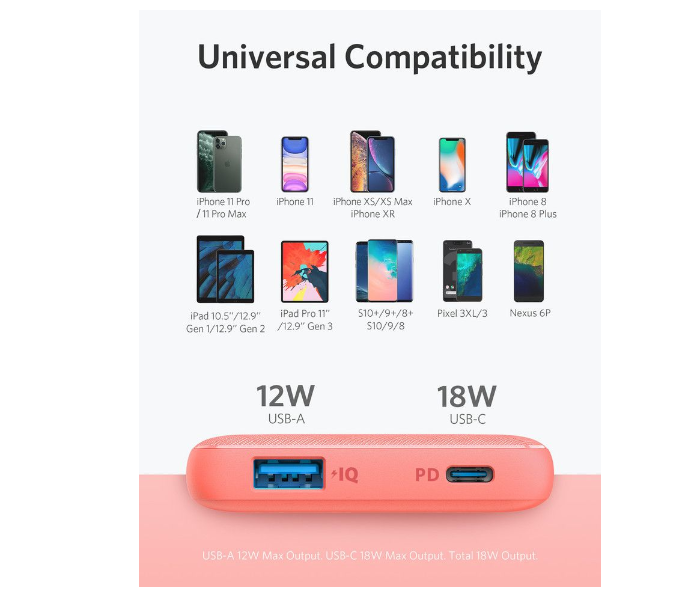 Anker A1231H52 Power Core Slim 10000mAh Power Bank - Pink - Zoom Image 3