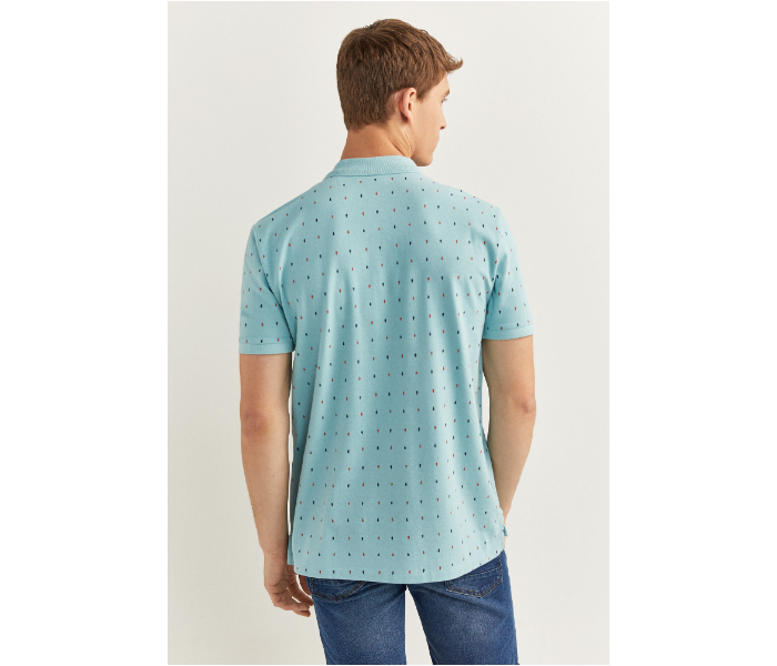 Springfield SS20 Basic Slim Fit Polo Dotted T-Shirt Small For Men - Turquoise - Zoom Image 2