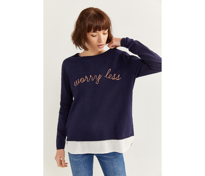 Springfield S20 Long Sleeve Knitwear Small For Women - Dark Blue - Zoom Image 2