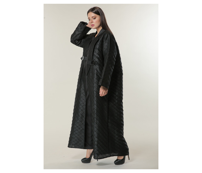 Moistreet Large Black Jaquard Coat Style Abaya - Zoom Image 1